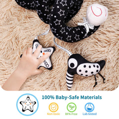 LiKee secure straps keep toy fixed on stroller or crib during play.