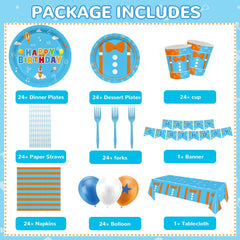 Likuyve napkins feature blue and orange classroom motif
