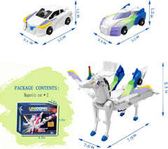 Liluwushe magnetic transforming car turning into unicorn with magnetic twist