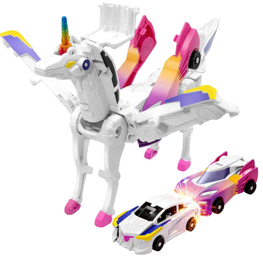 Liluwushe unicorn collision transforming car pink, battery-free transform for creative play