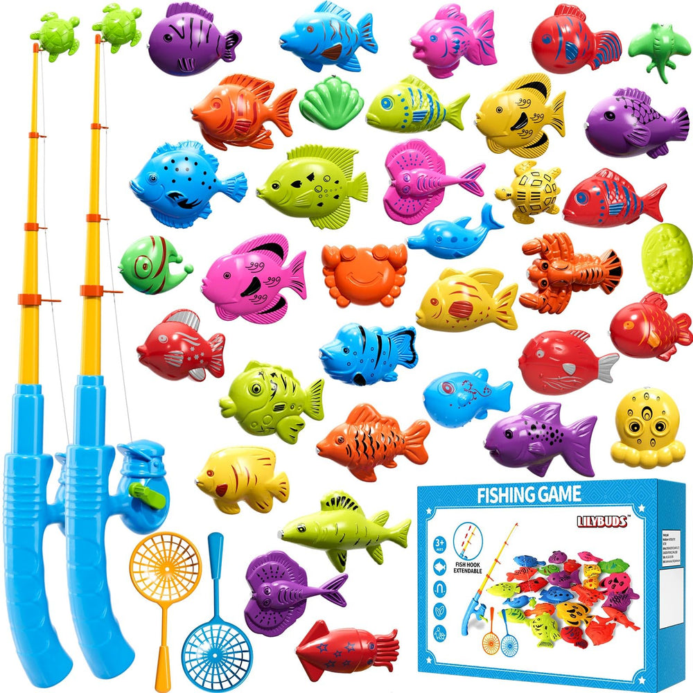 LILYBUDS magnetic fishing game with 35 fish for cooperative play and color recognition