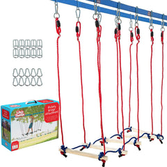 Double Slackline Course Setup by Lily's Things ready for backyard ninja play.