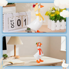Linastu colorful holiday desk goose decor enhances festive desk vibes