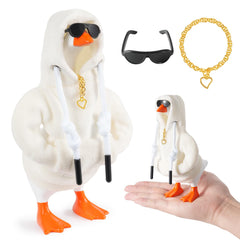 linastu white hoodie for desk goose 7-inch—snug fit and vibrant desk decor.