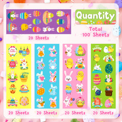 Linaye Easter stickers bright colors and variety capture kids' attention.