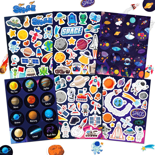 LINAYE space stickers featuring aliens and planets for classroom decor and rewards