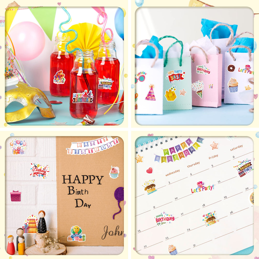 LINAYE varied birthday designs with cake and balloons