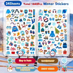 LINAYE winter stickers reindeer patterns brighten kids' crafts and scrapbooks