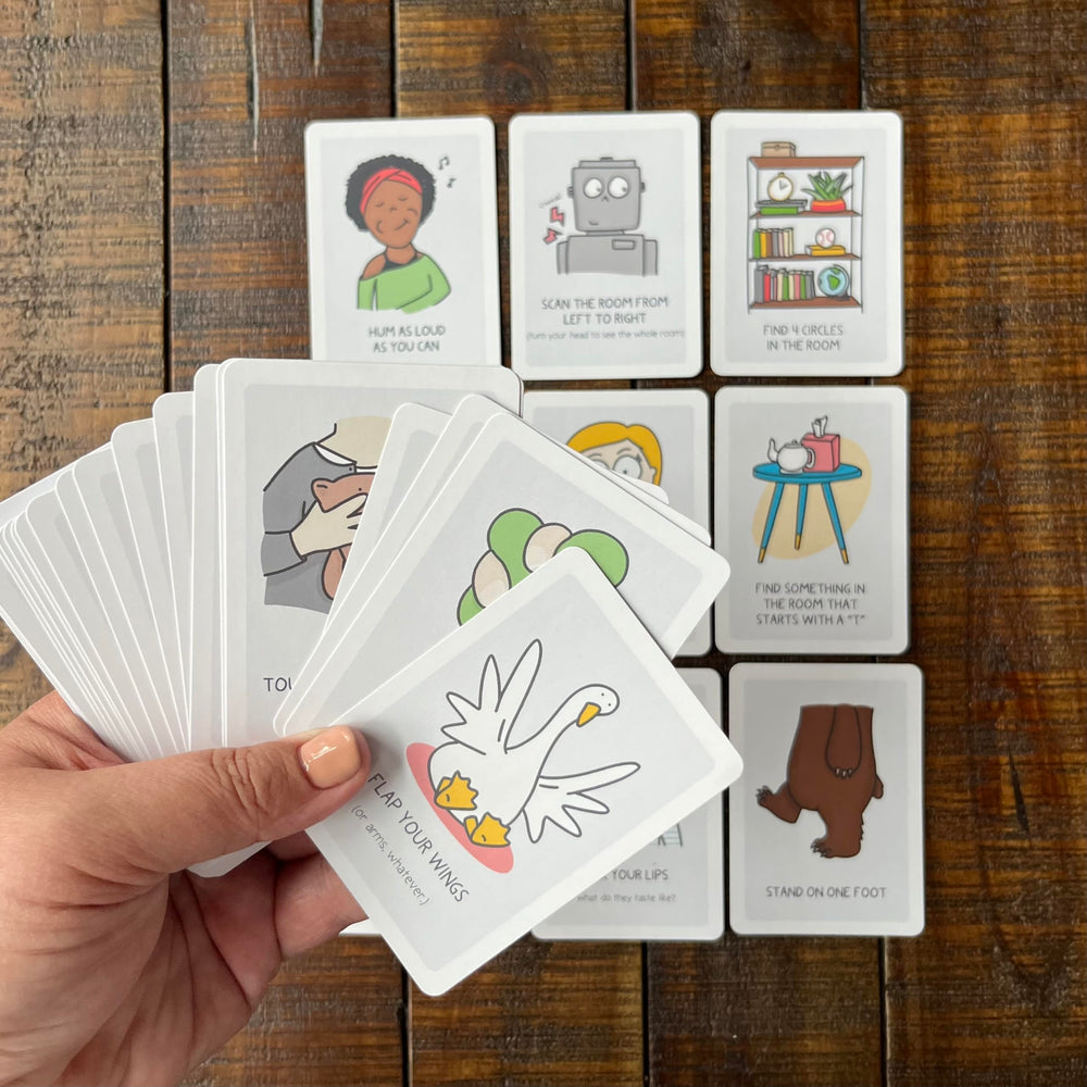 Lindsay Braman Studios Mindful Grounding Deck cover, introducing trauma-sensitive mindfulness prompts for calm.