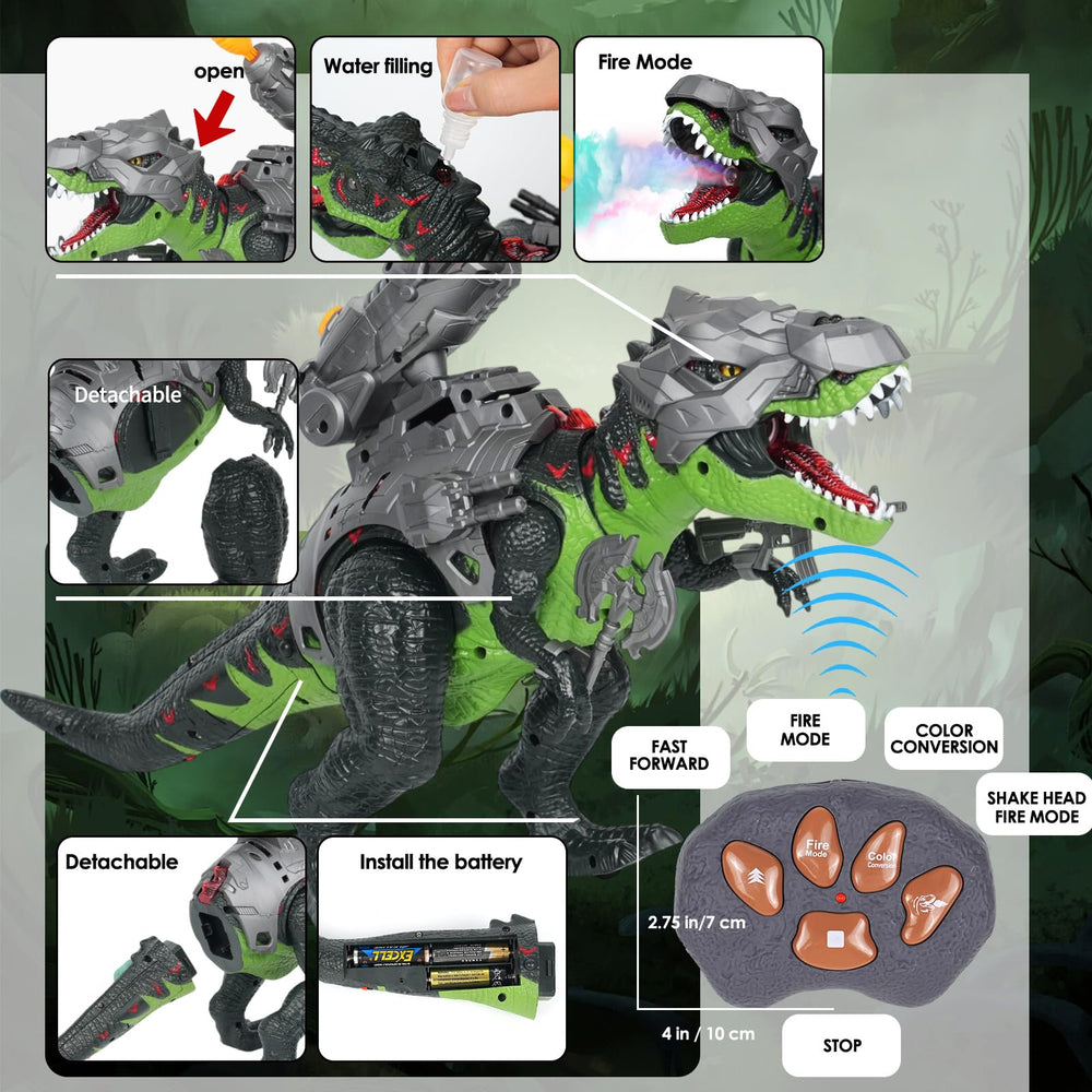 LINEQIC LED flame and frost effects enhance nighttime dinosaur play