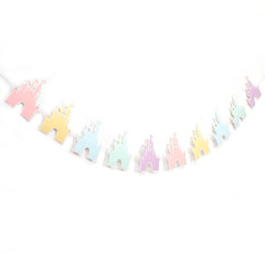 LINGANA colorful castle banner features dreamy windows for charming photo moments.