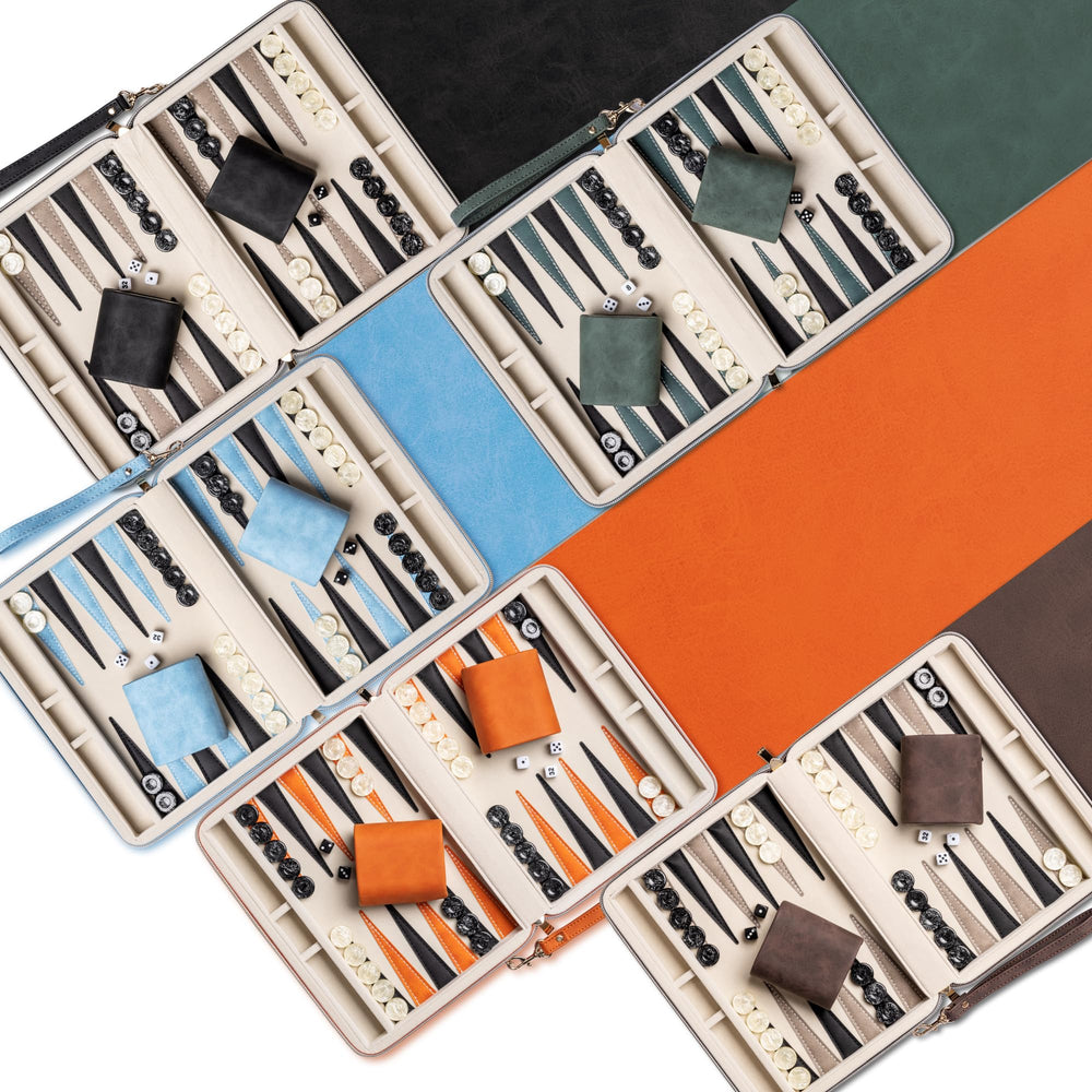 Lingle backgammon kit with zipper and carry handle