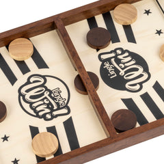 Lingle Sling Puck Game board in solid wood for durable family fun.