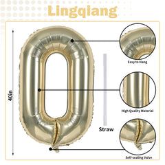 Lingqiang 40-inch number 1 balloon in champagne gold as a striking centerpiece