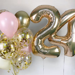 Lingqiang 40-inch number 3 balloon in champagne gold for birthday celebrations