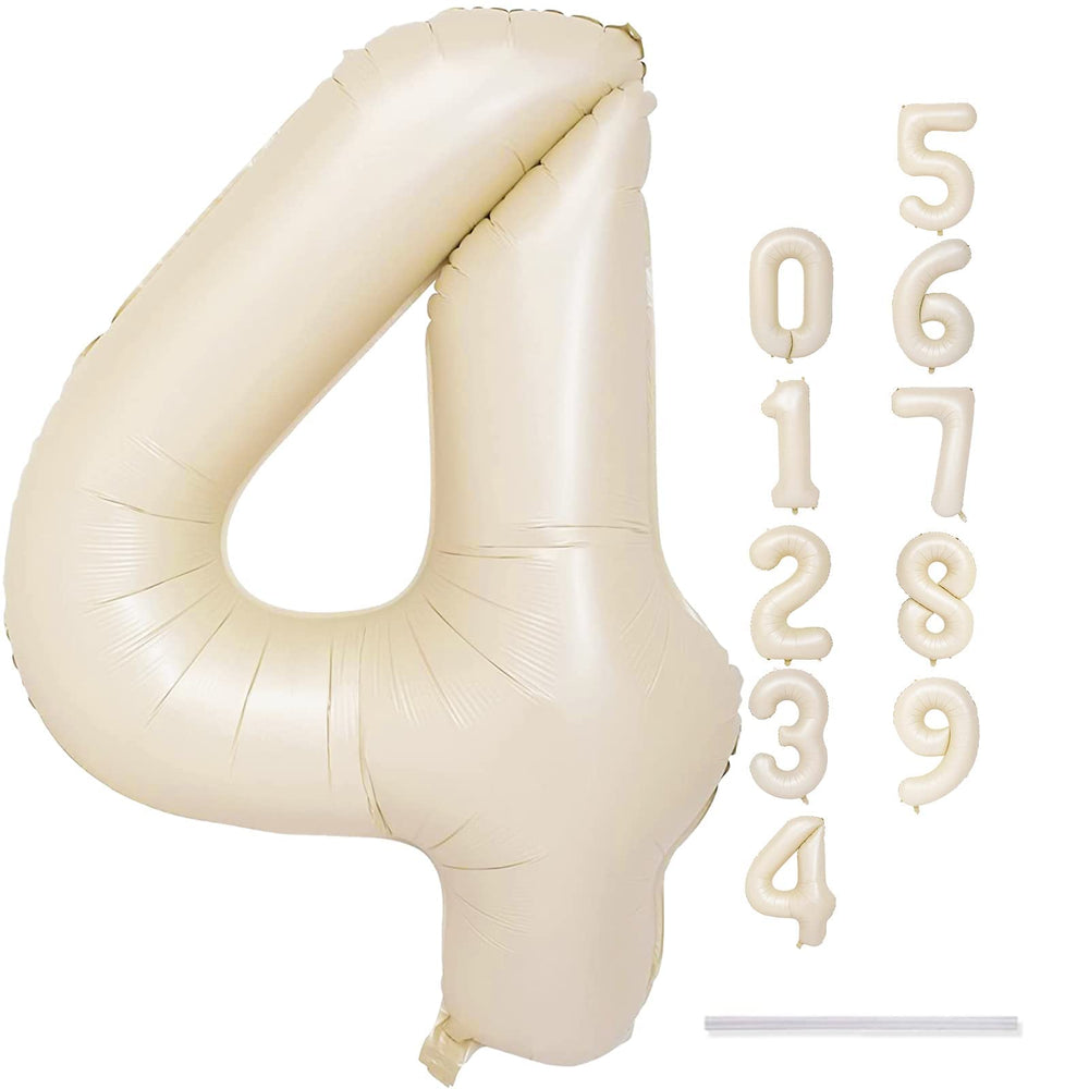 Lingqiang 40-inch cream 4-balloon, ideal for photo shoots and party decor.