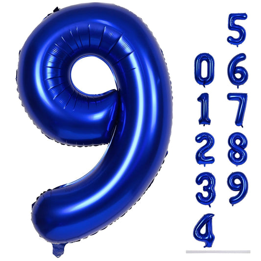 Lingqiang 40 inch navy blue number 9 foil balloon ideal for birthday backdrops.