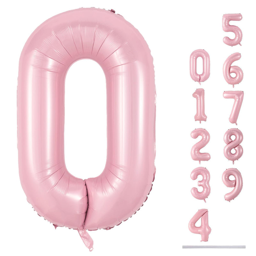 Lingqiang 40-inch number 0 balloon in pastel pink, ideal for milestone celebrations