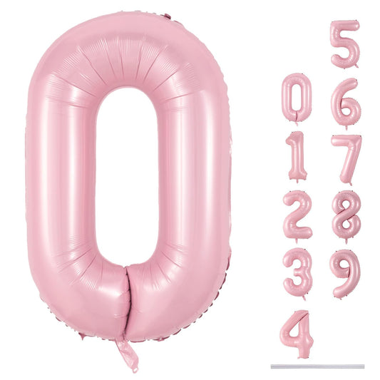 Lingqiang 40-inch number 0 balloon in pastel pink, ideal for milestone celebrations