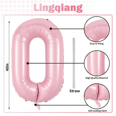 Lingqiang 40-inch number 1 balloon in pastel pink for anniversaries and birthdays