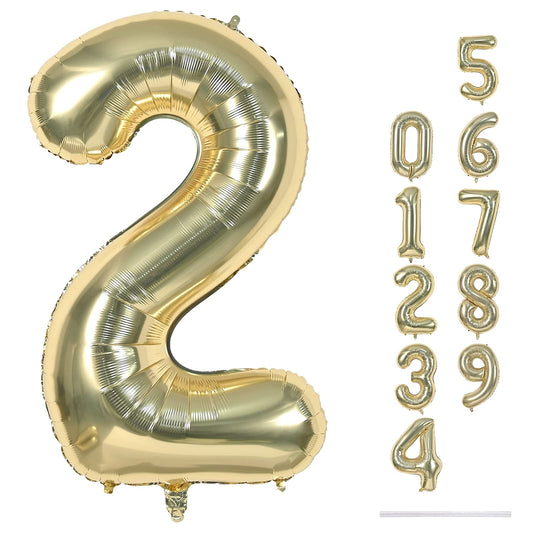 Lingqiang 40 inch champagne gold number 2 balloon for elegant backdrops