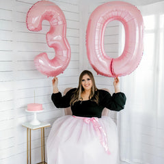 Lingqiang 40-inch number 4 balloon in pastel pink for events