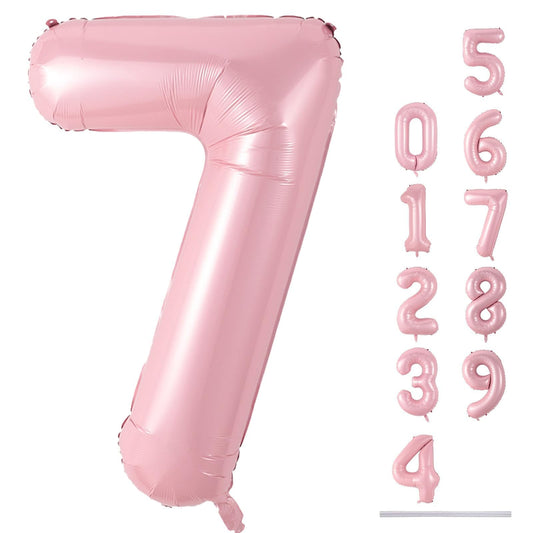 Lingqiang 7 pastel pink foil balloon for 7th birthday celebrations and photo backdrops
