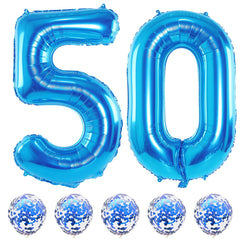 Lingqiang 40inch blue number foil balloons for a bold 50th birthday backdrop
