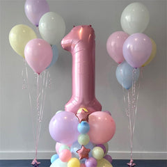Lingqiang birthday decor with pastel pink 4th balloon