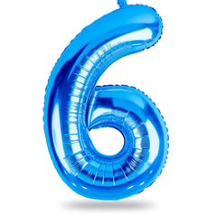 Lingqiang blue 40-inch number 6 balloon, front view, ideal for milestone celebrations