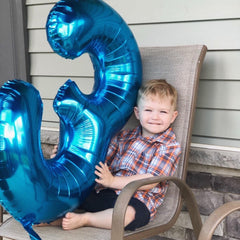Lingqiang blue 40-inch number 6 balloon with straw, easy to deflate and reuse