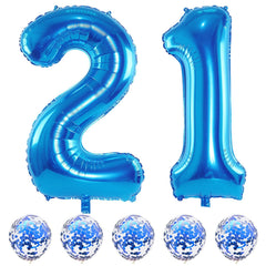 Lingqiang blue 21-foil balloons, 40-inch numbers, ideal for bold birthday displays.