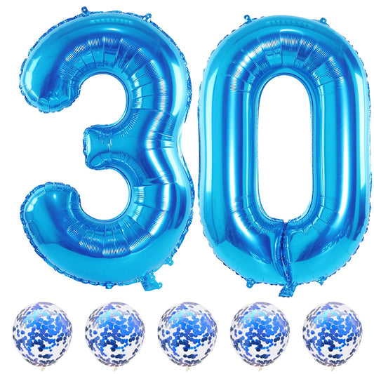 Lingqiang blue 30-number balloon, 40 inch, ideal for striking birthday decor