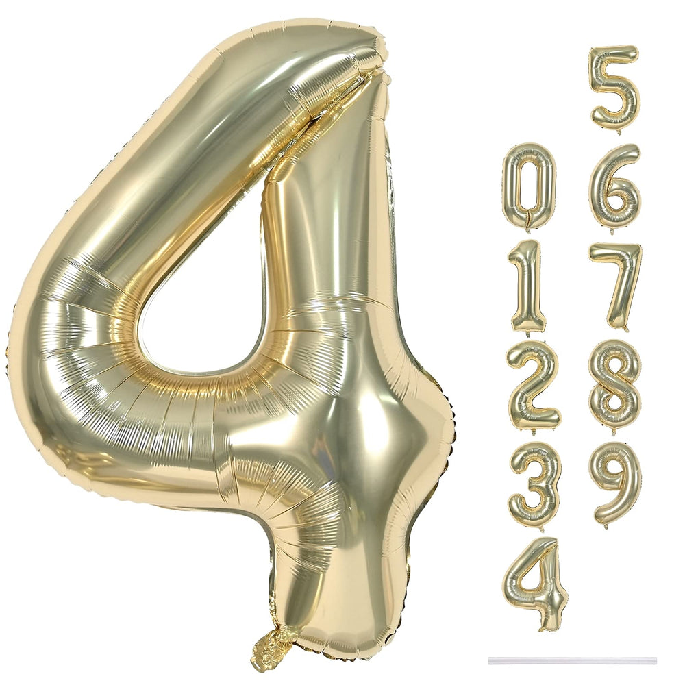 Lingqiang champagne gold number 4 balloon – front view for a striking centerpiece