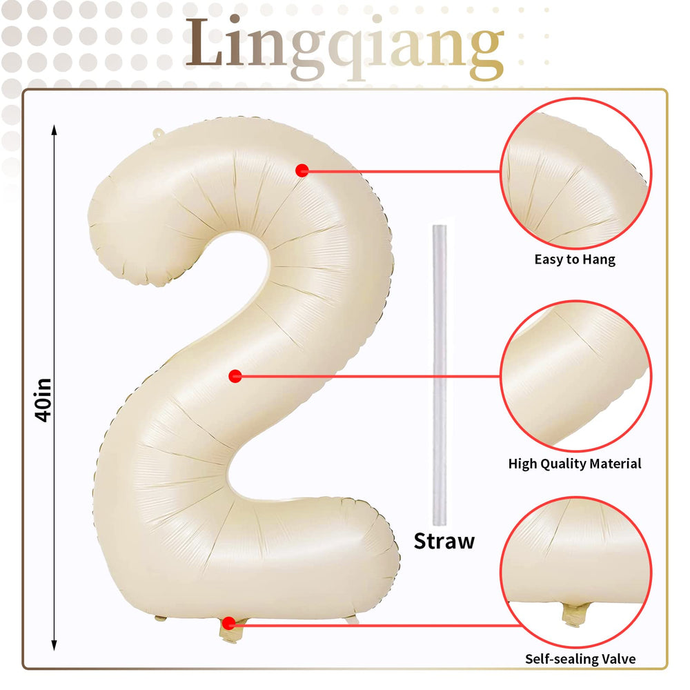Lingqiang cream 40-inch number 1 balloon, perfect for wall decor and cake-cutting moments.