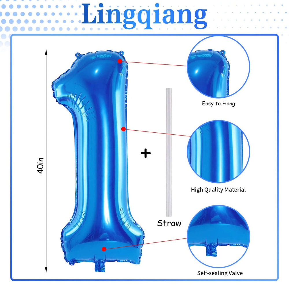 Lingqiang giant blue number 1 foil balloon ideal for photo backdrops