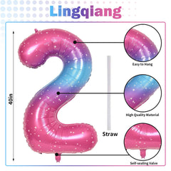 Lingqiang giant foil number 2 balloon, 40 inches, ideal milestone celebration.