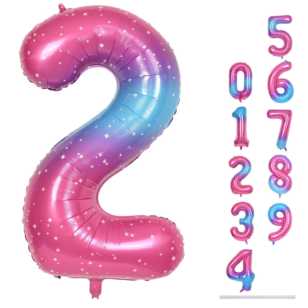 Lingqiang gradient rainbow number 2 balloon for birthdays, eye-catching centerpiece decor.