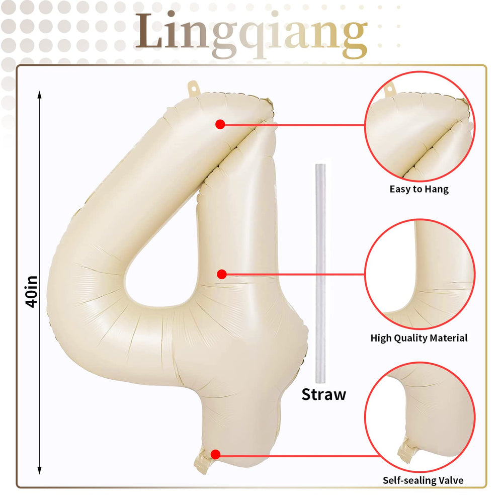 Lingqiang ivory 4-balloon foil, durable and reusable party decor.