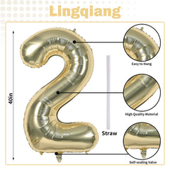 Lingqiang large foil number 2 balloon for bold party focal point