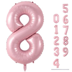 Lingqiang pastel pink 40-inch number 8 balloon, ideal for birthdays and photo backdrops.