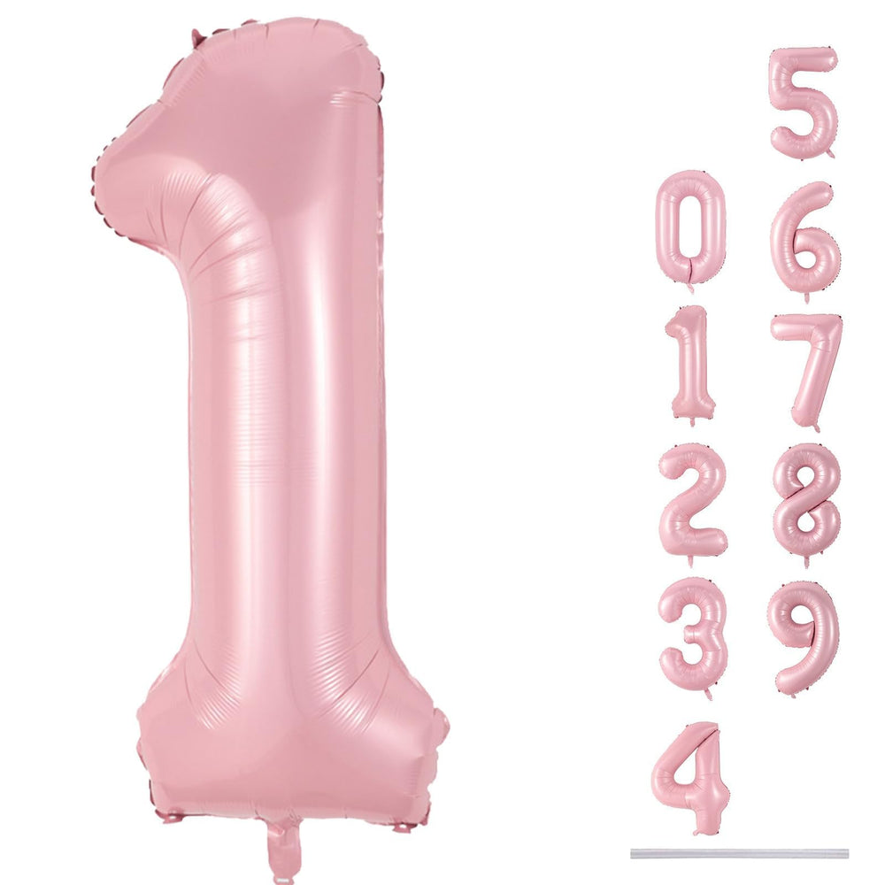 Lingqiang pastel pink 40-inch foil number 1 balloon floats for first birthday décor