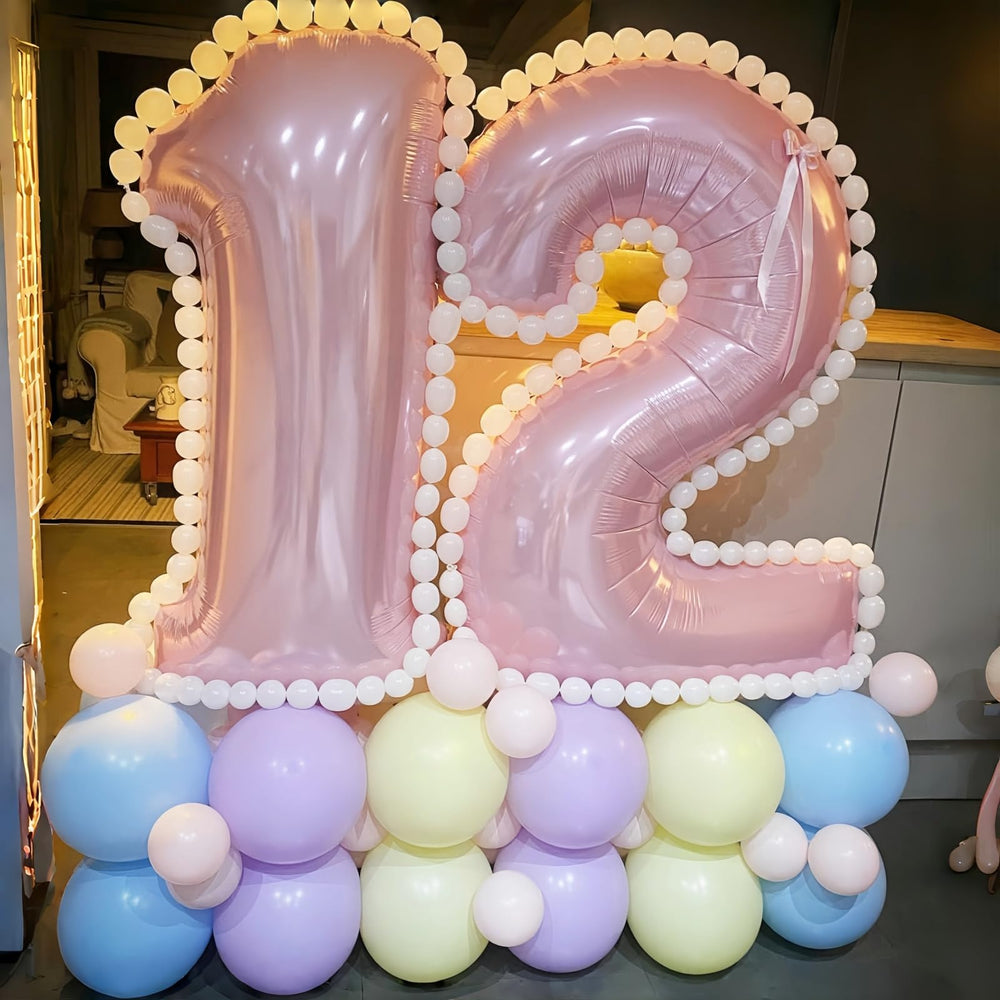 Lingqiang pastel pink 40-inch foil number 7 balloon helps create cohesive color schemes