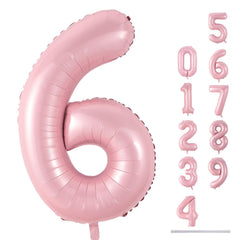 Lingqiang pastel pink 6-number balloon, 40-inch foil birthday decor.