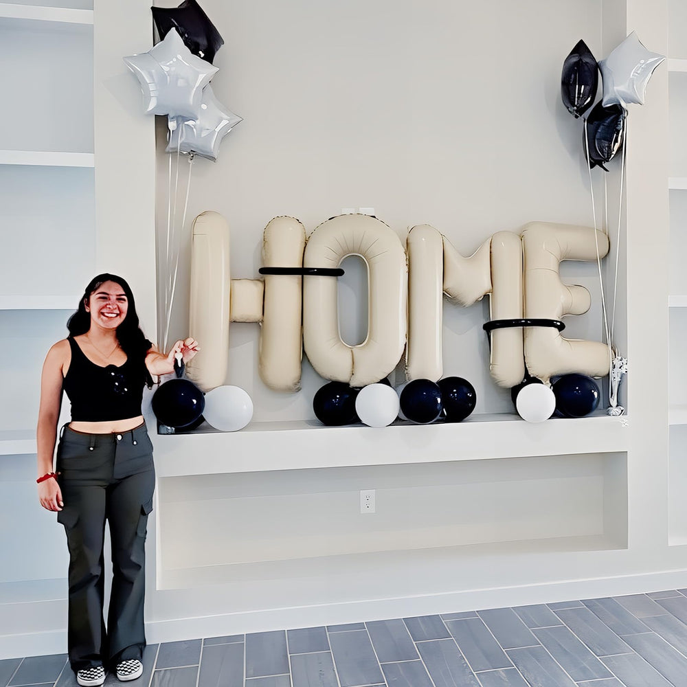 Lingqiang photo-ready backdrop with giant HOME letters