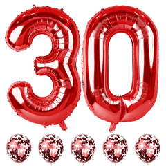 Lingqiang red 30th birthday foil balloons for a dramatic 40-inch display.