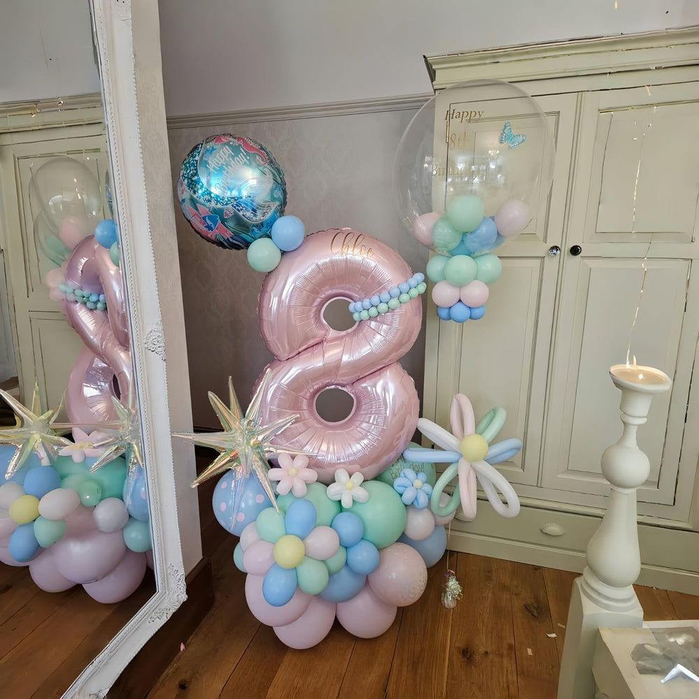 Lingqiang reusable foil balloon set for number 8, easy to store after use.