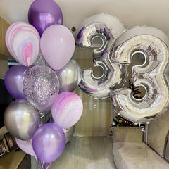 Lingqiang reusable silver 3 balloon, deflate and store for future parties.