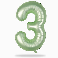 Lingqiang sage-green 40in number 3 balloon creates a bold milestone backdrop.