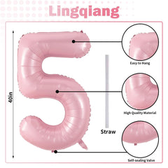 Lingqiang self-inflating 5 pink foil balloon ready for quick party setup